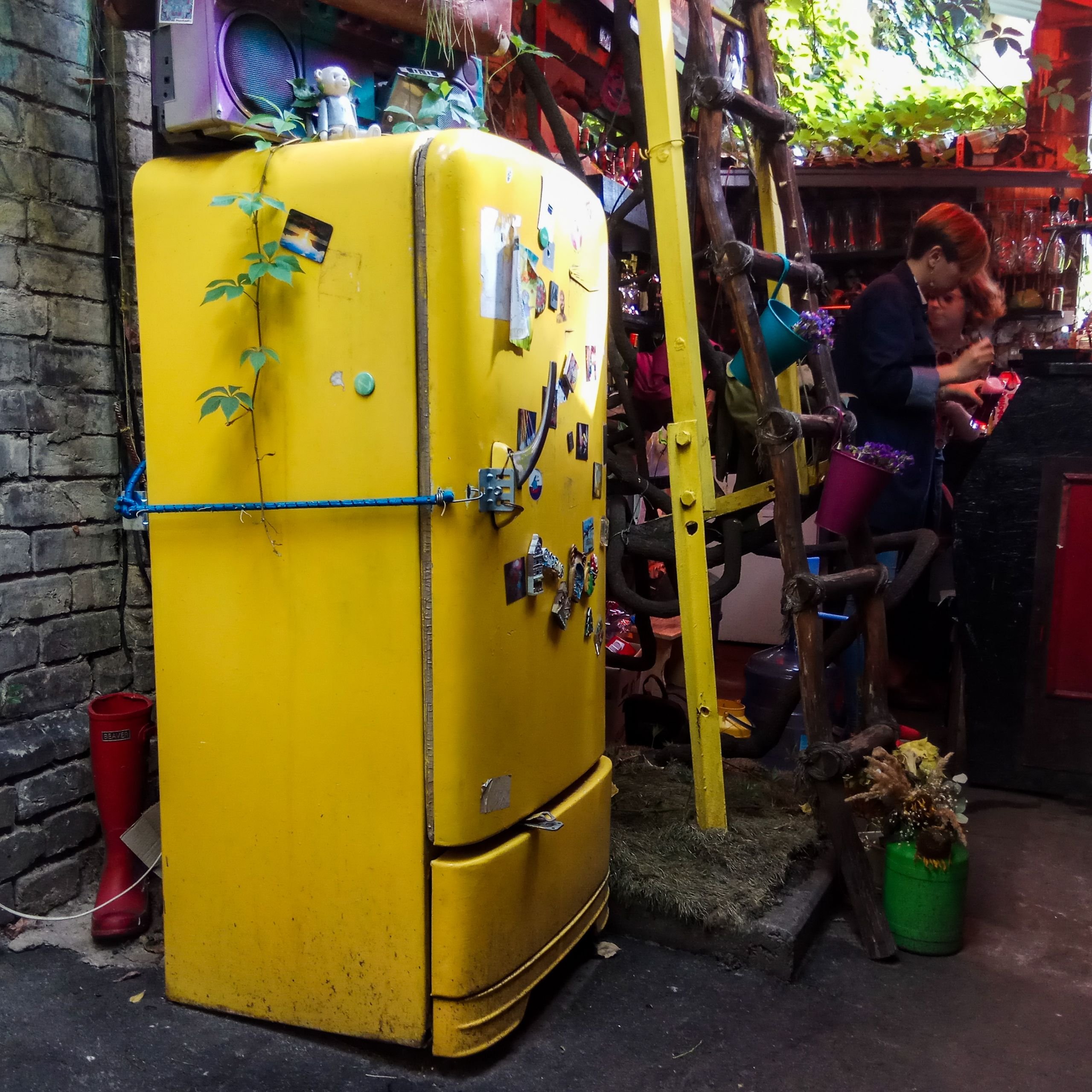 Yellow fridge